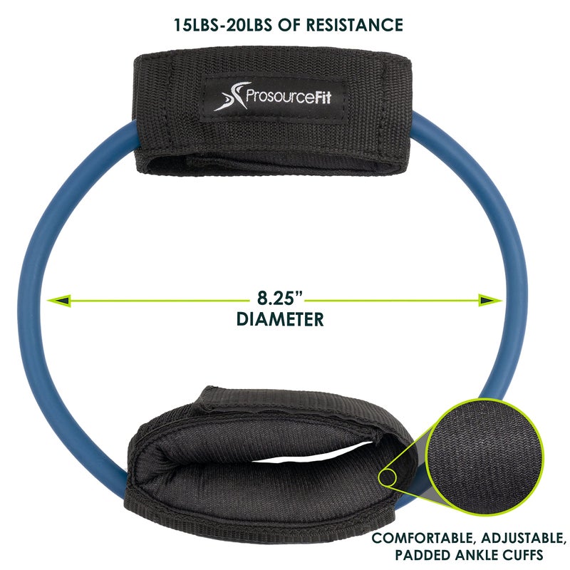 ProsourceFit Leg Resistance Exercise Band Heavy Duty Tube, 15-20 pounds with Padded Ankle Cuffs for Lower Body Workouts - Image 2